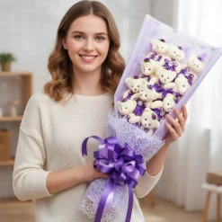 Bouquet de fleurs ours en peluche