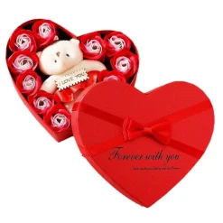 Coffret cadeau coeur en savon avec ours en peluche