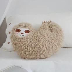 Coussin en peluche paresseux en forme de cœur pour enfants