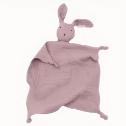 Doudou lapin en coton et mousseline pour bébé