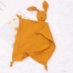 Doudou lapin en coton et mousseline pour bébé