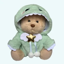 Nino – L’ours en peluche articulé fait main avec son déguisement de dinosaure – Ourson à habiller