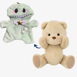 Nino – L’ours en peluche articulé fait main avec son déguisement de dinosaure – Ourson à habiller