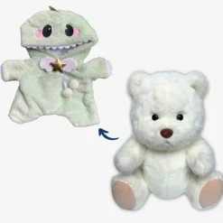 Nino – L’ours en peluche articulé fait main avec son déguisement de dinosaure – Ourson à habiller