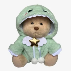 Nino – L’ours en peluche articulé fait main avec son déguisement de dinosaure – Ourson à habiller