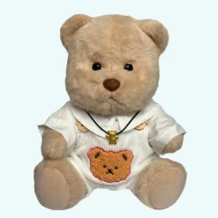 Nino – L’ours en peluche articulé fait main avec combinaison blanche