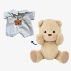 Nino – L’ours en peluche articulé fait main avec combinaison blanche