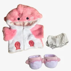 Nino – L’ours en peluche articulé fait main avec son déguisement de requin