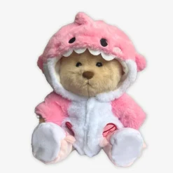Nino – L’ours en peluche articulé fait main avec son déguisement de requin