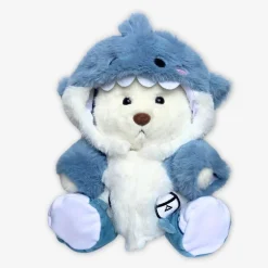 Nino – L’ours en peluche articulé fait main avec son déguisement de requin