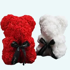 Ourson en Roses avec un noeud pour Saint-Valentin