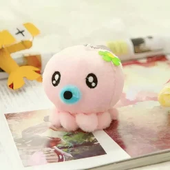 Peluche adorable pieuvre porte-clés rose