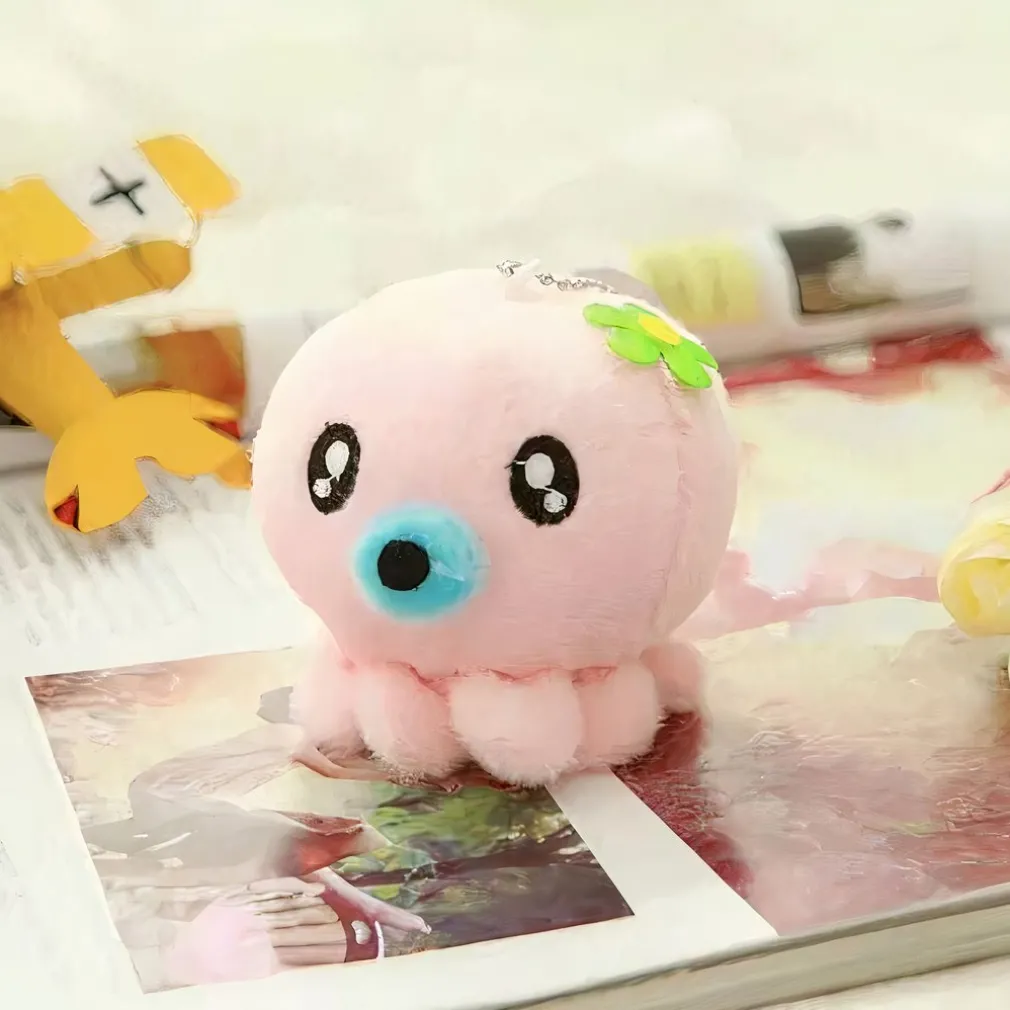 Peluche adorable pieuvre porte-clés rose