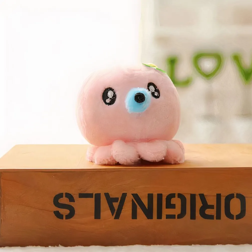 Peluche adorable pieuvre porte-clés rose