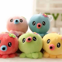 Peluche adorable pieuvre porte-clés rose