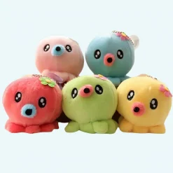 Peluche adorable pieuvre porte-clés bleue