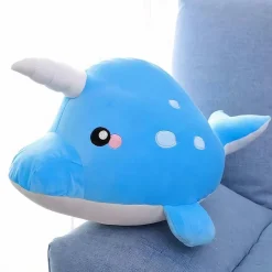 Peluche baleine licorne bleu ciel
