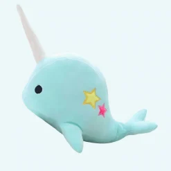 Peluche baleine licorne bleue clair
