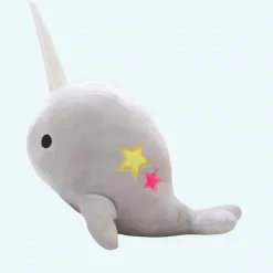 Peluche baleine licorne grise