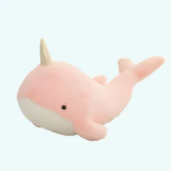 Peluche baleine licorne rose