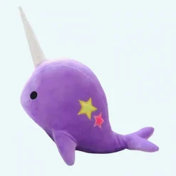 Peluche baleine licorne violet