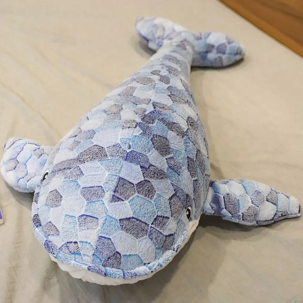 Peluche baleine mosaïque bleu