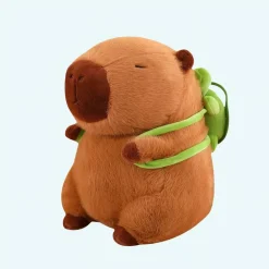 Peluche capybara avec sac à dos tortue