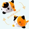 Peluche chat double face orange, jouet tout doux