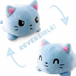 Peluche chat double face orange, jouet tout doux