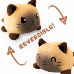 Peluche chat double face orange, jouet tout doux