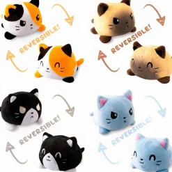 Peluche chat double face orange, jouet tout doux