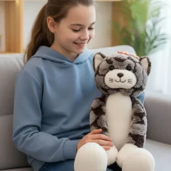 Peluche chat gris aux longues jambes
