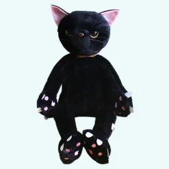 Peluche chat noir mécontent assis