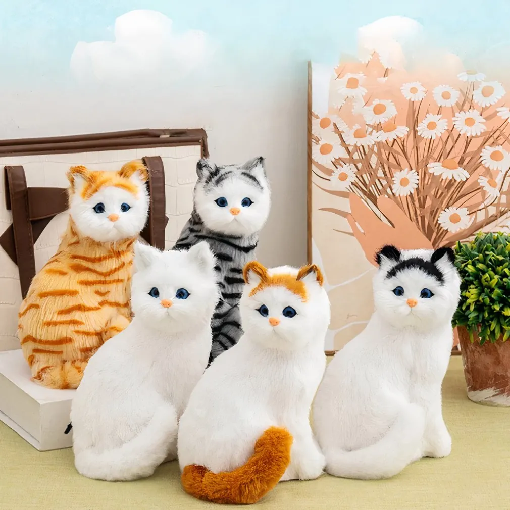 Peluche chat réaliste tout doux
