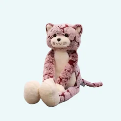 Peluche chat rose aux longues jambes