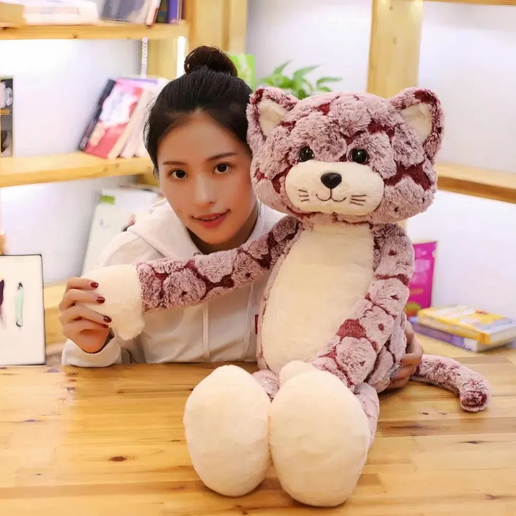 Peluche chat rose aux longues jambes