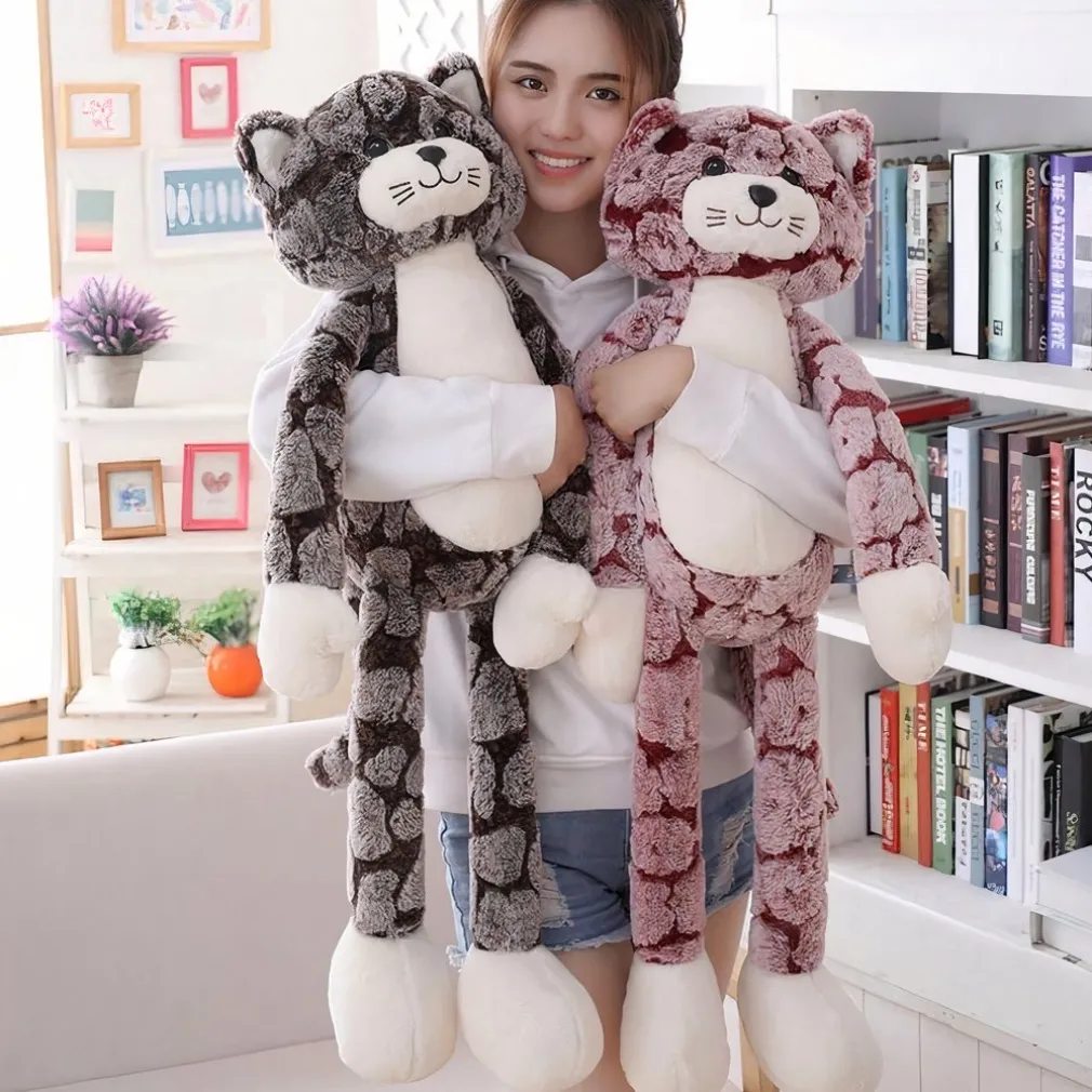 Peluche chat rose aux longues jambes