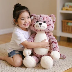 Peluche chat rose aux longues jambes