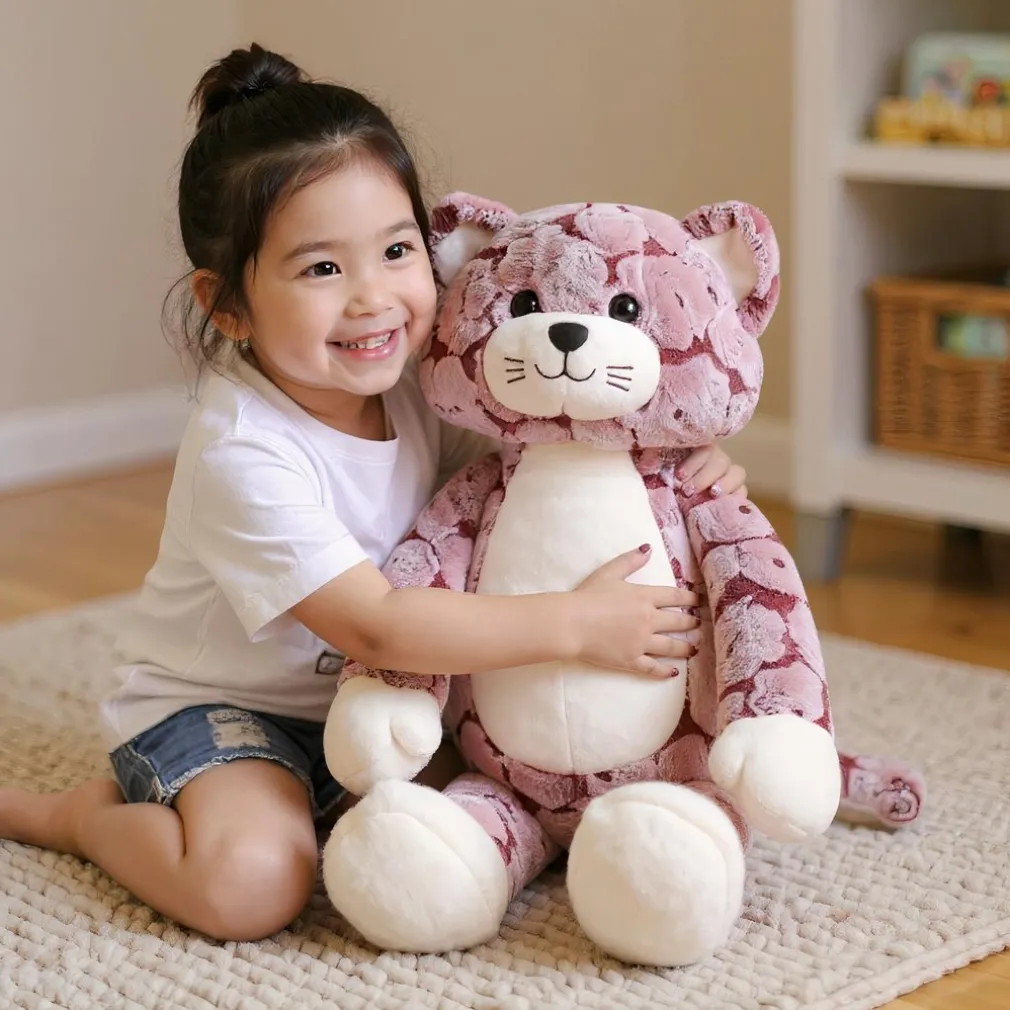 Peluche chat rose aux longues jambes