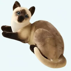 Peluche chat tigré gris couché