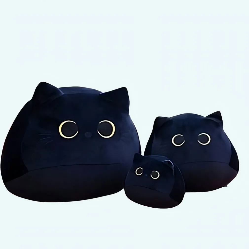 Peluche chaton noir aux grands yeux