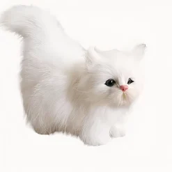 Peluche chaton poilu blanc