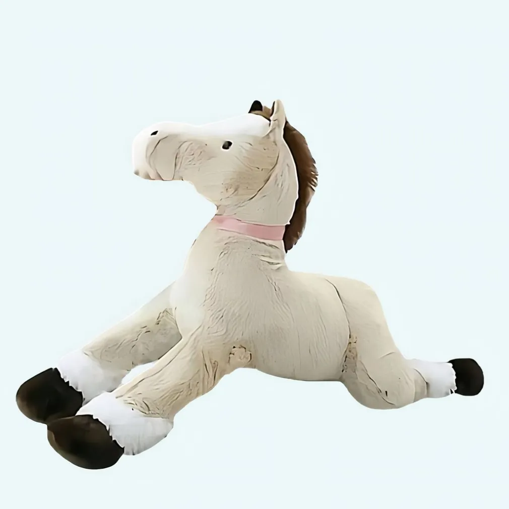 Peluche cheval marron blanc