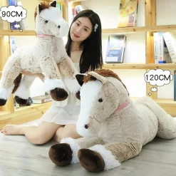 Peluche cheval marron blanc