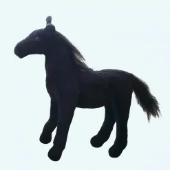 Peluche cheval noir mignon