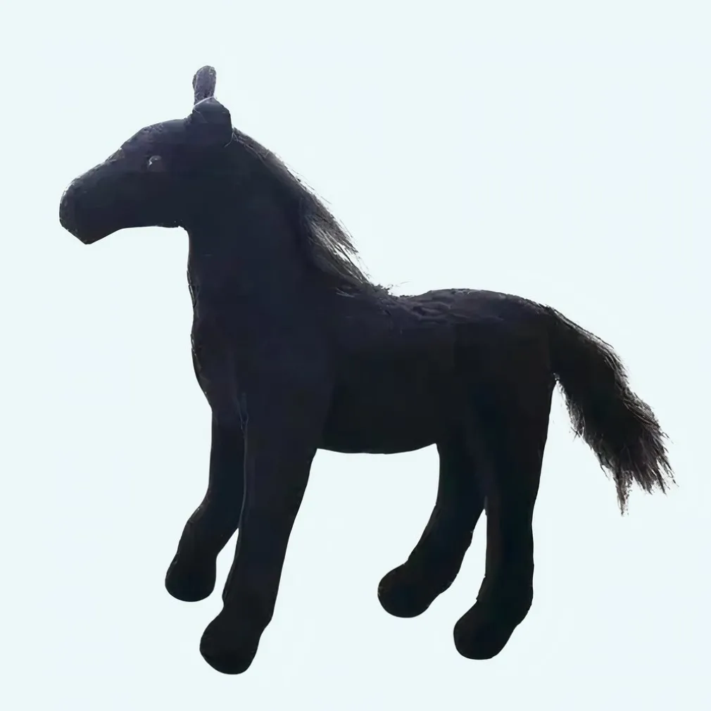 Peluche cheval noir mignon