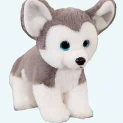 Peluche chien husky gris