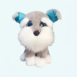Peluche chien husky gris touffu