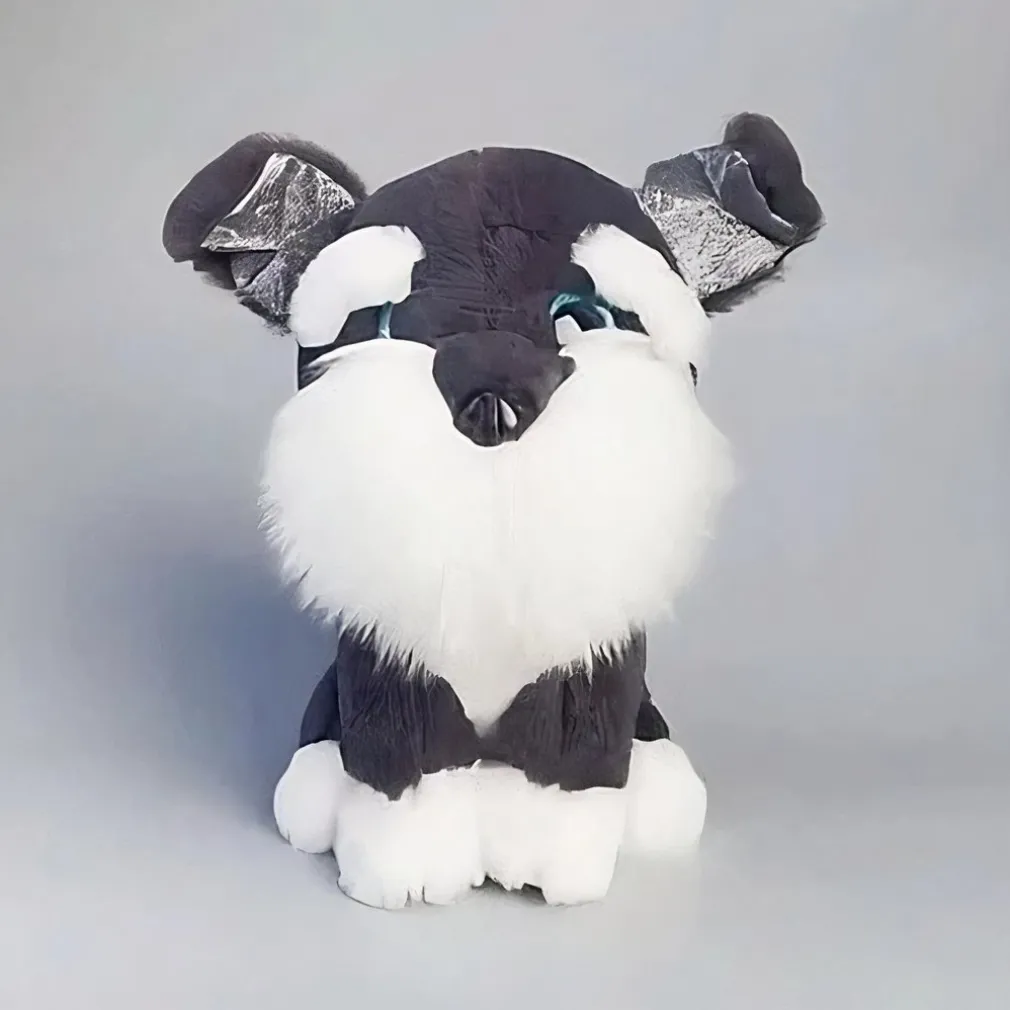 Peluche chien husky noir touffu