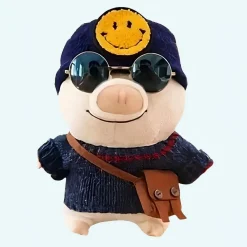 Peluche cochon habillé bonnet smiley